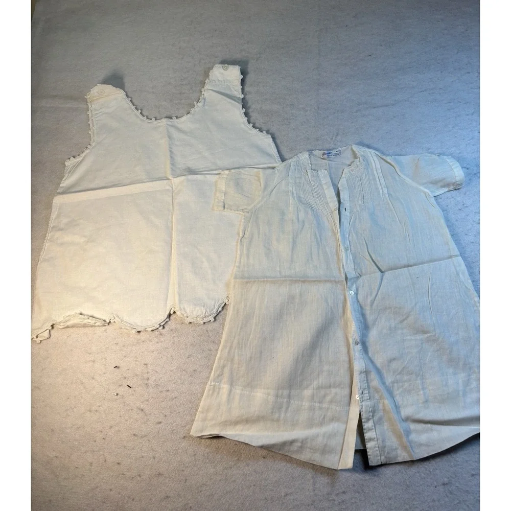 Vintage Baby 6 Months Day Gown‎ And Cotton Shift With Hand Embroidery 2Pc